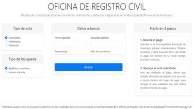 Formulario de consulta actos registrales